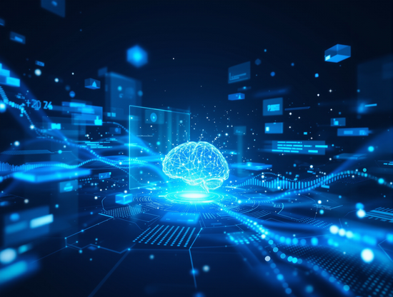 AI Technology Visualization showing neural networks and digital connectivity